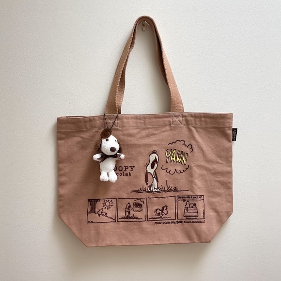 Peanuts Handbags - NWOT Snoopy Chocolat Embroidered Canvas Tote